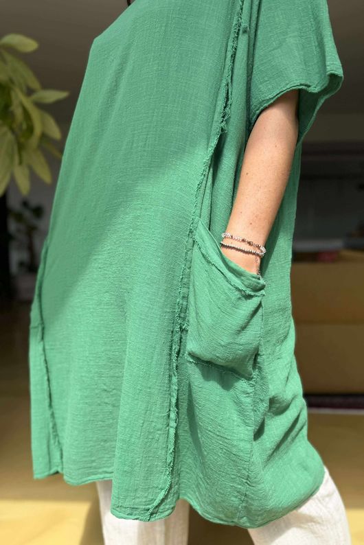 Made in Italy Milo Cotton Slouch Sac Dress Garros Green